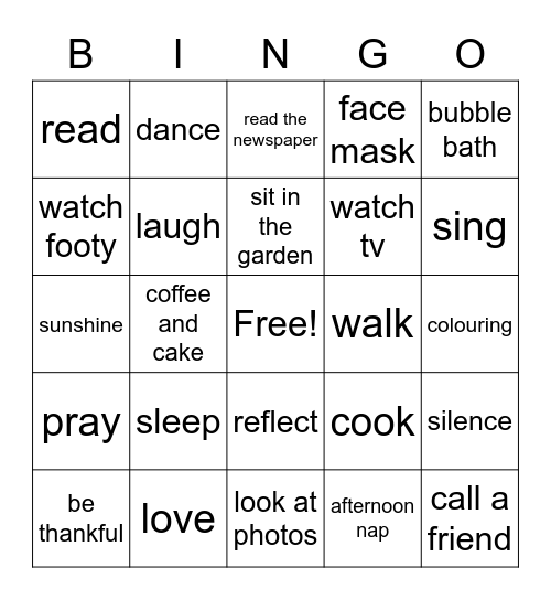 Durnin's Bingo Card