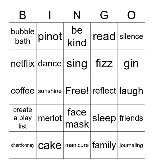 Ladies Lockdown Bingo Card