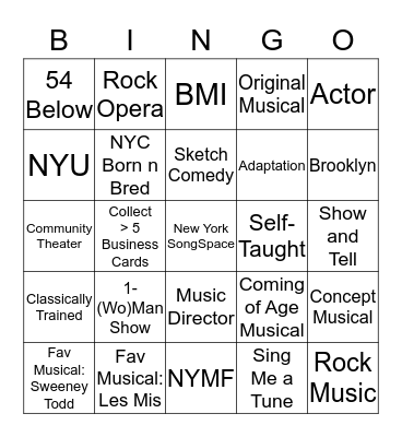 SongSpace Collaborator Mixer Bingo Card