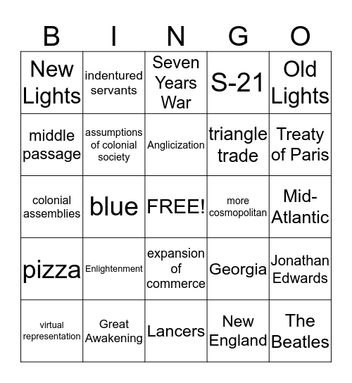 CUSH QUIZ #4 Bingo Card