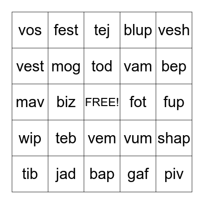 Alphabetic decoding Bingo Card