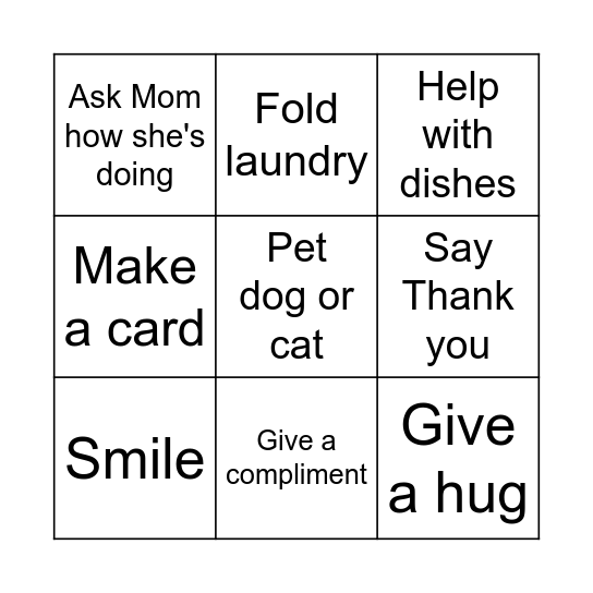 Kindness Bingo Card