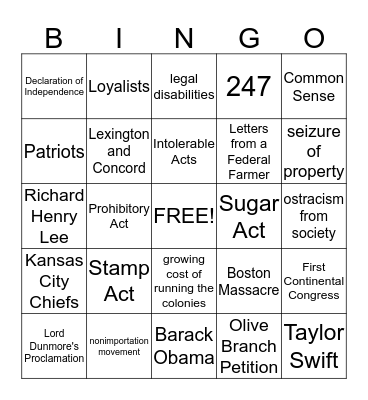 CUSH QUIZ #5 Bingo Card
