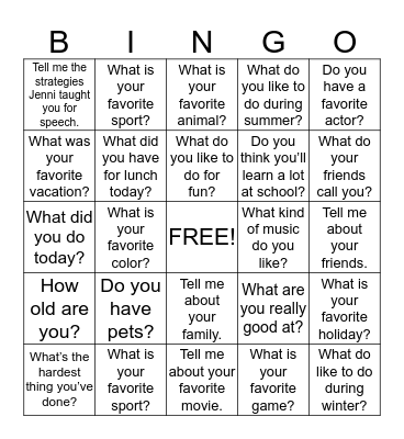 Get to Know you BINGO Card