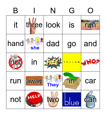 Sight Words Bingo Card