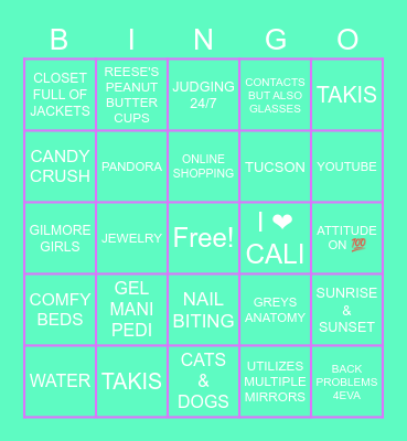 AriTrash Bingo Card