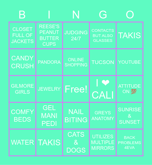 AriTrash Bingo Card