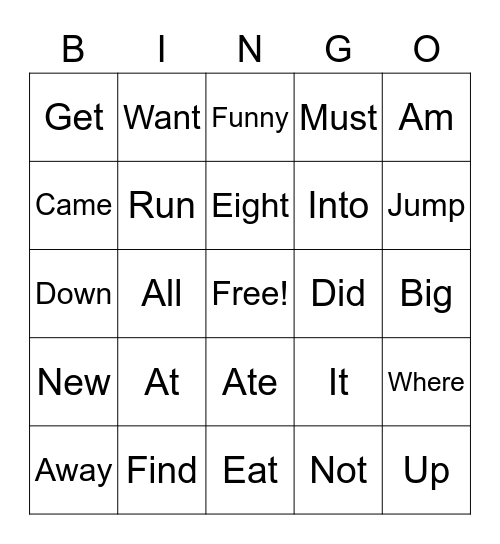 Silver words Bingo Card