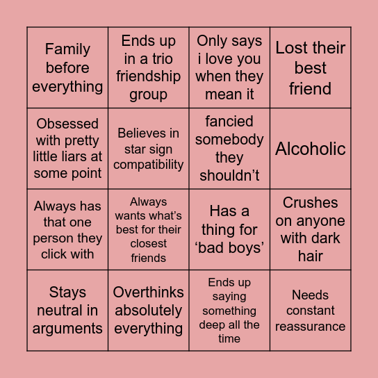 Pisces Bingo Card