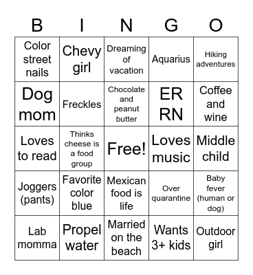 Jessica's Bingo Card