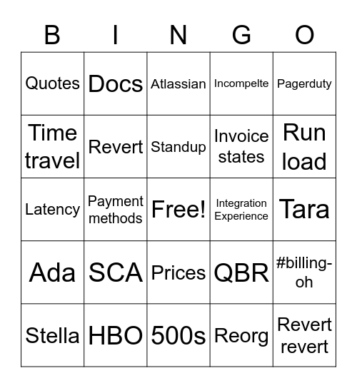 Billing Bingo Card