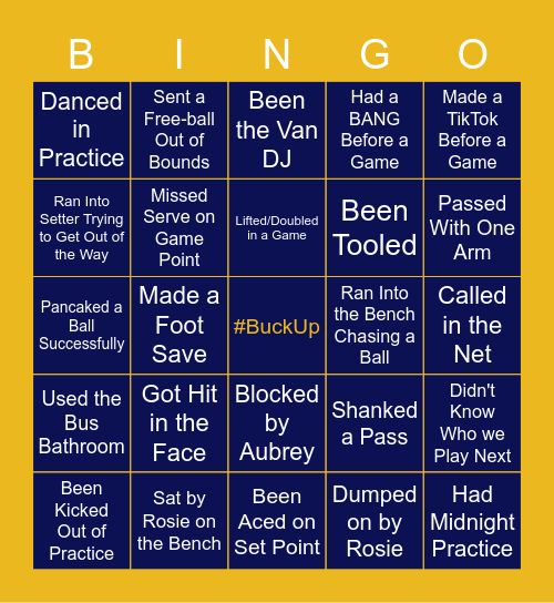 #BuckUp Bingo Card