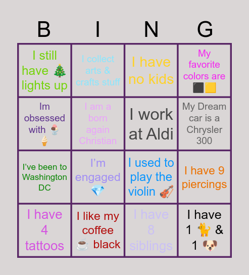 Belle’s BINGO 🖤🖤 Bingo Card