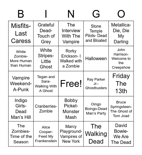 Total-Quiz.com Presents Radio Bingo: ....of the Undead Bingo Card