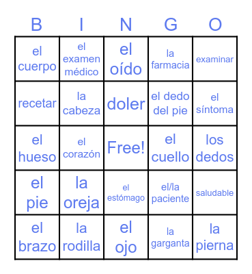 En el consultorio Bingo Card