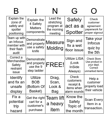 Safety & Shrink BINGO Play Card Bingo Card
