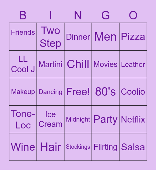 GIRLS' NIGHT Bingo Card