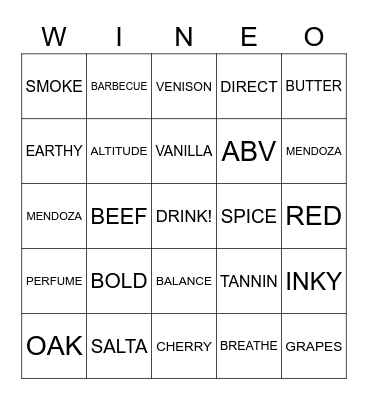 Lujuria Malbec 2018 Bingo Card