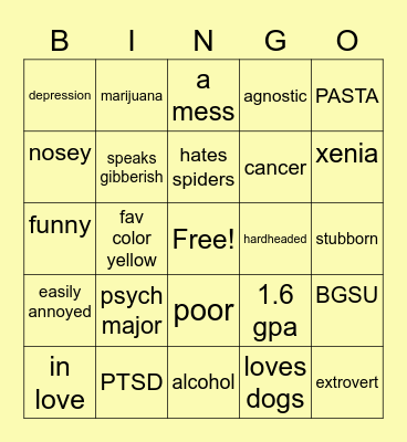 Kaeli Bingo Card