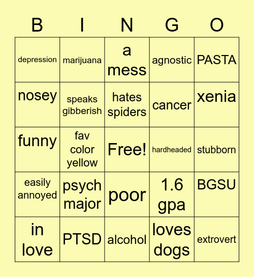 Kaeli Bingo Card