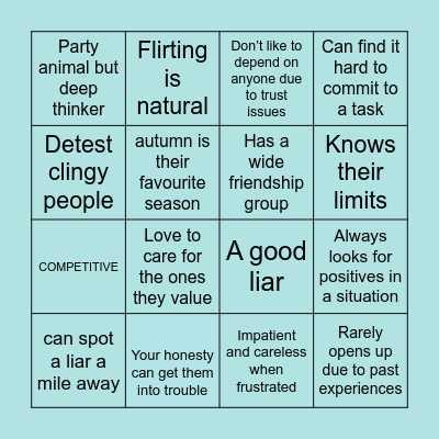 Sagittarius bingo Card