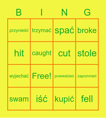 irregular verbs bingo Card