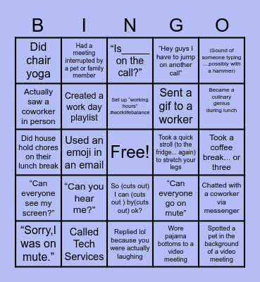 REMOTE WORK BINGO Card