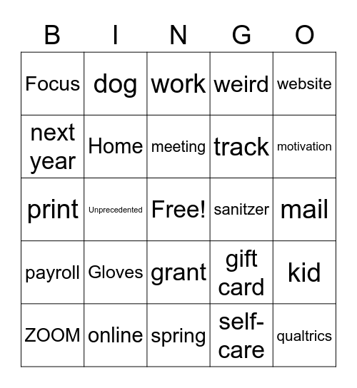 Meeting BINGO Card