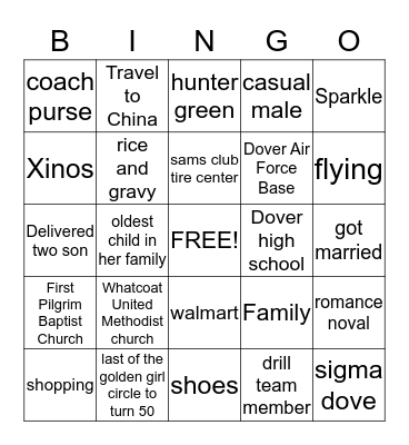 Things that shape Jana Elizabeth Johnson Yancey Bingo Card