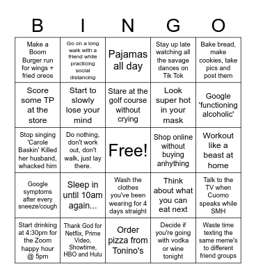 Robert's Covid-19 Bingo Card