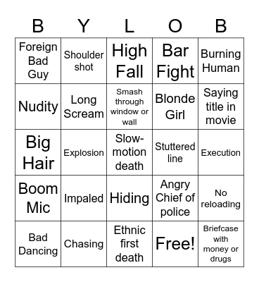 BYLO B-Movie BINGO Card