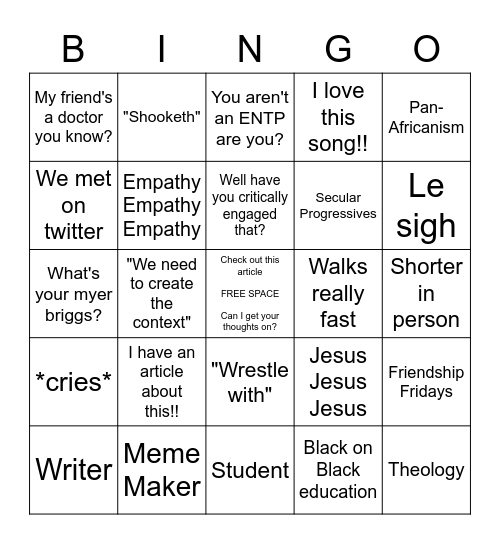 Akua  Bingo Card