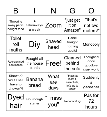 Lockdown Bingo Card
