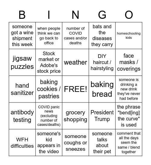 JF Happy Hour Bingo Card