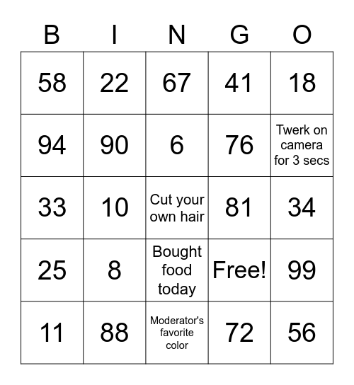 Quarantine Edition Bingo Card