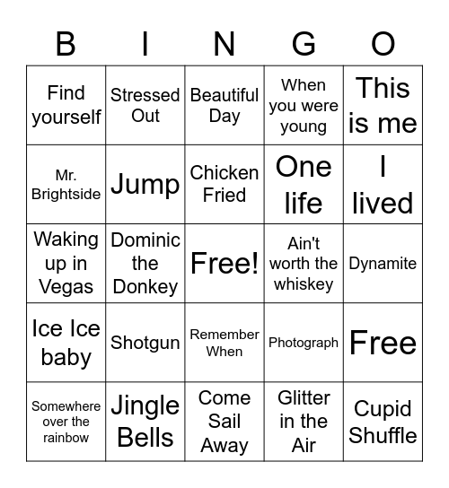 Jacksons Bingo Card