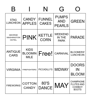 APPLE BLOSSOM BINGO Card