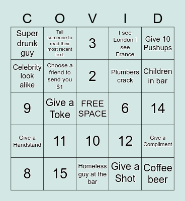 COVID-19 BINGO Card