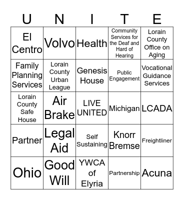 2014 Bendix United Way Campaign Bingo Card
