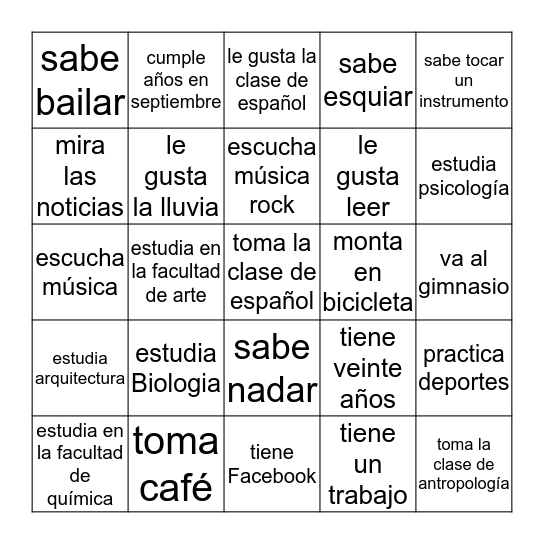 Conoce a tus compañeros Bingo Card