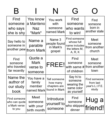 M A R K BINGO Card