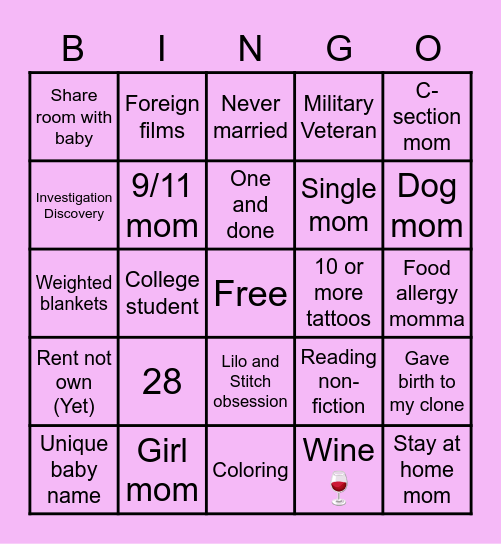 Match Me Bingo Card