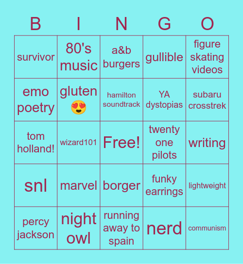 meahghan's bingo! Bingo Card