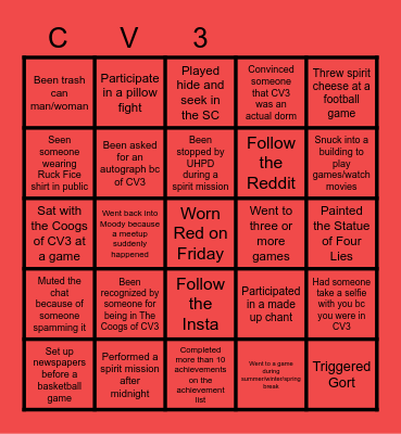 COOGS OF CV3 BINGO Card