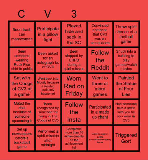COOGS OF CV3 BINGO Card