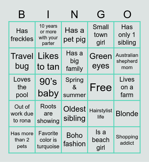 Katie Nordan Bingo Card