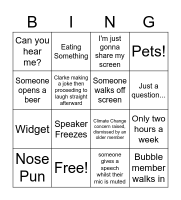 National Council April 2020 Bingo Card