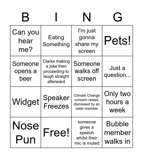 National Council April 2020 Bingo Card