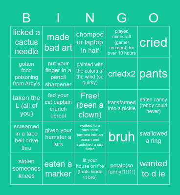 b i n go Bingo Card