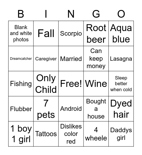 STEPHANIE Bingo Card